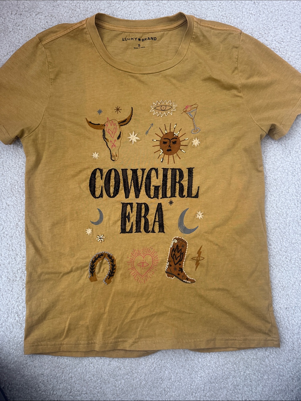 Lucky Brand Mustard Cowgirl Era Graphic Tee